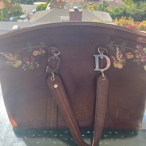 Christian Dior brown leather handbag purse Butterfly